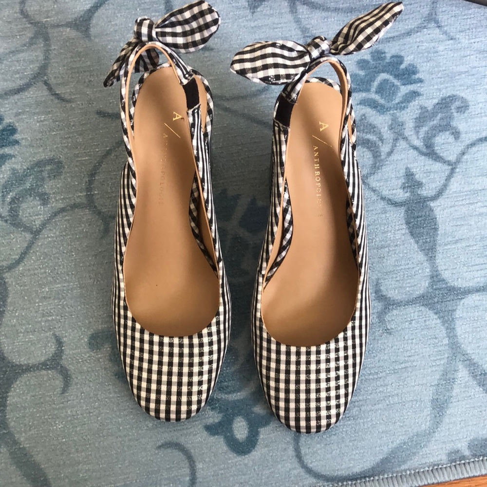 Gingham Anthropologie Block Heels